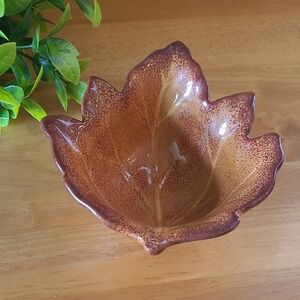 LEAF SHAPED Autumn Color Ceramic Trinket Dish Candle Holder